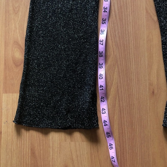 High waisted black and gold metallic knit pants - Picture 6 of 7